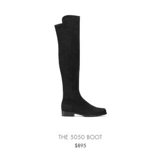 Stuart Weitzman 5050 Black Suede Over-the-Knee Boots - Size 7, Mint Condition
